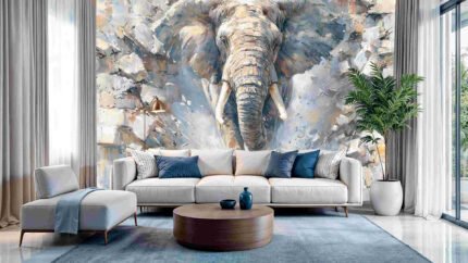 Elephant breaking wall