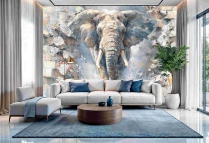 Elephant breaking wall