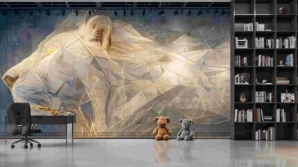 Lion sculpture geometric