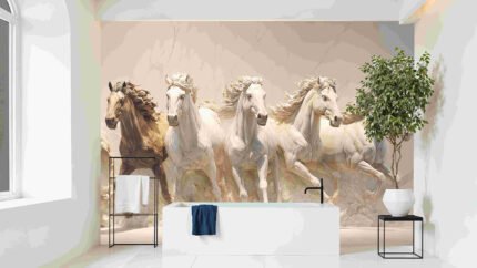 Five galloping horses