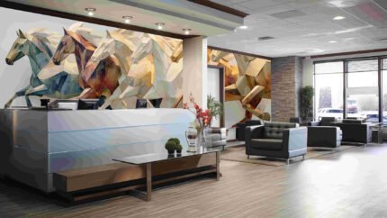 Running horses wooden