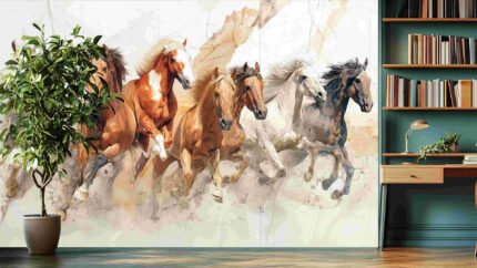 Running horses colorful