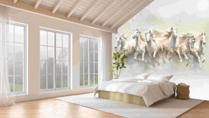 White horses running