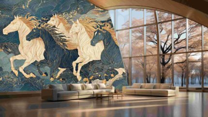 Galloping horses flowing