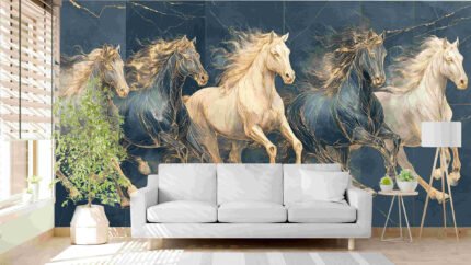 Galloping horses blue