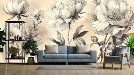 Floral sketch peonies