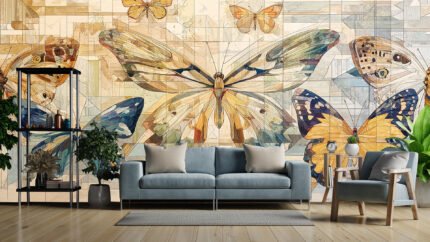 Colorful butterfly mural