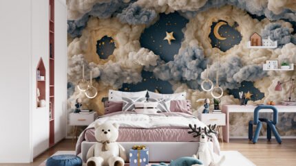 Dreamy Cloudscape and Golden Stars